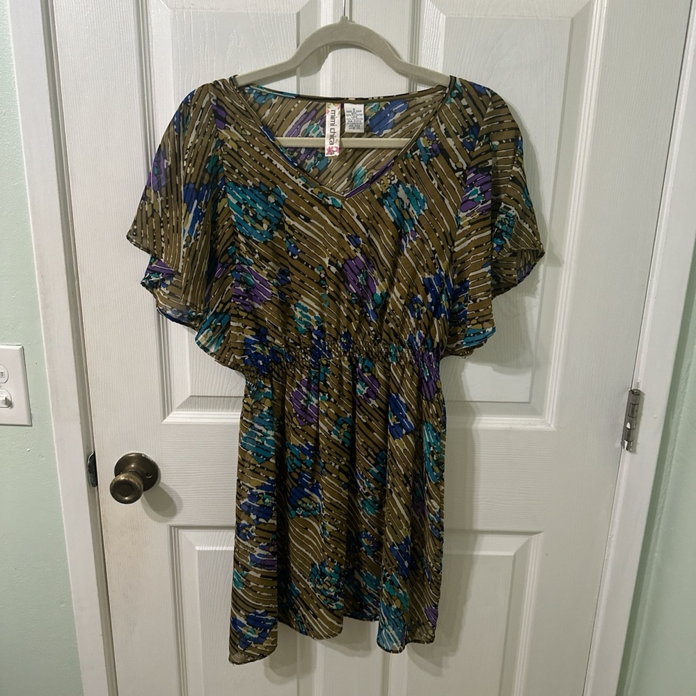 Multicolor Floral Dress Swim Coverup